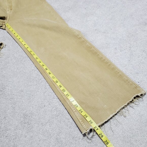 OAT NYC High-Rise Wide Leg 27" Jeans Raw Hem Stretch Neutral Gold Tan Women's 28 - Picture 13 of 16